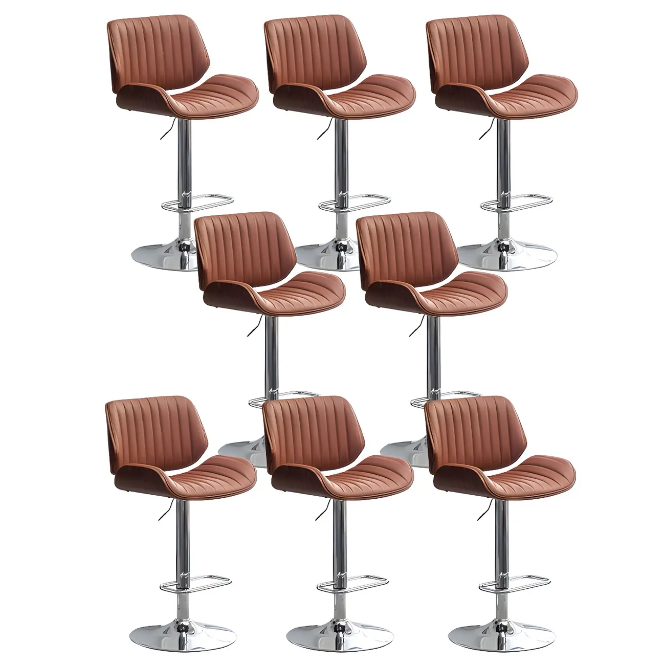 Elegant Wood Leather Red Swivel Adjustable Bar Stool
