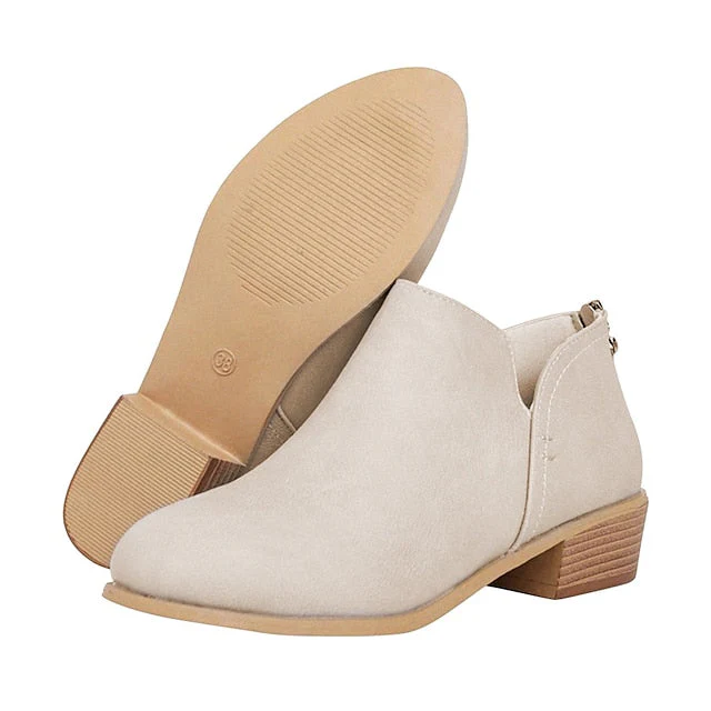 Women's Boots Slouchy Boots Chelsea Boots Outdoor Office Daily Booties Ankle Boots Summer Low Heel Cuban Heel Round Toe Elegant Casual Minimalism Walking Shoes Faux Leather Zipper Solid Color Black - Deanwangkt