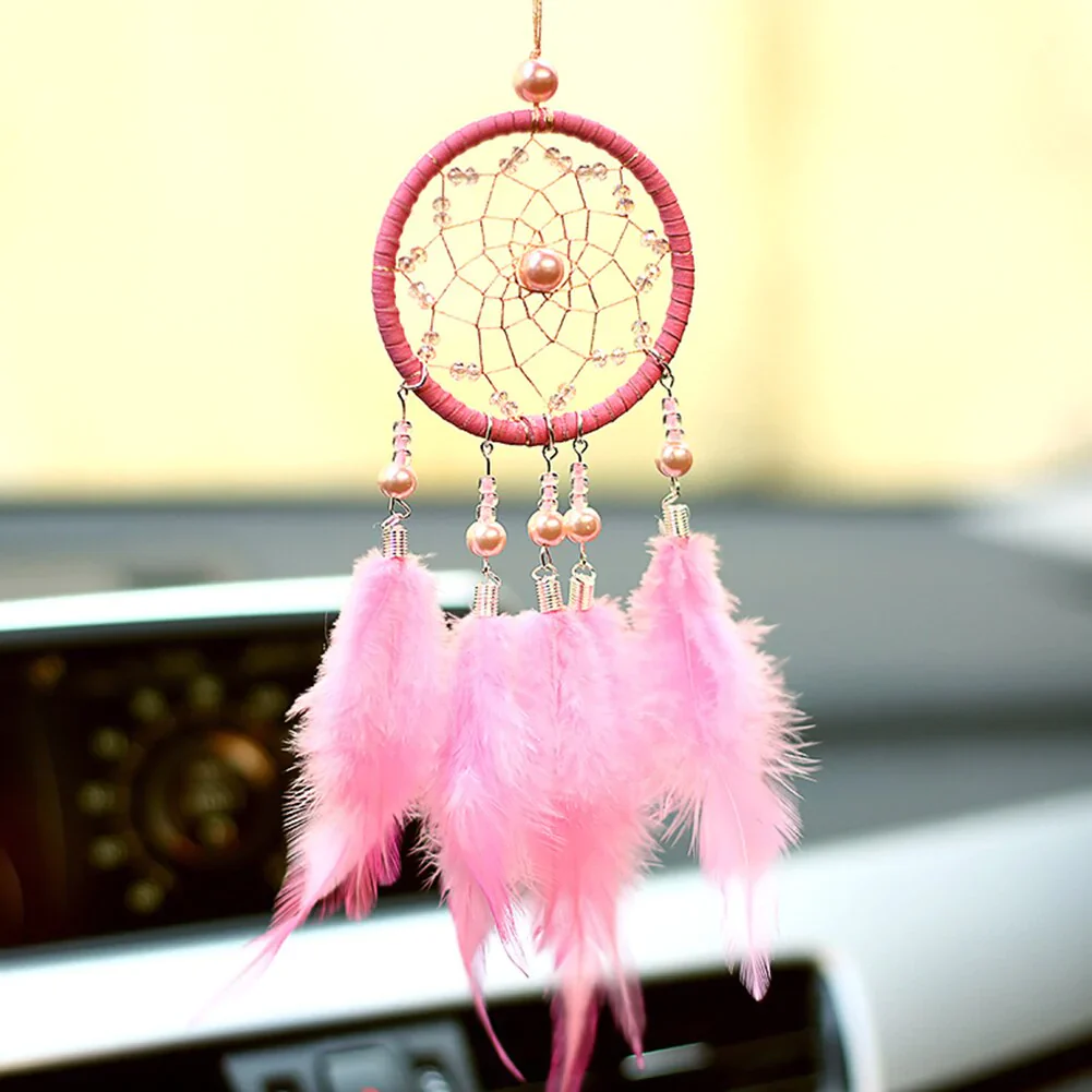 HULIANFU New Indian Style Dreamcatcher Moon Handmade Wind Chimes Wall Ornament Girls Room Decoration Feather Dream Catcher - Deanwangkt