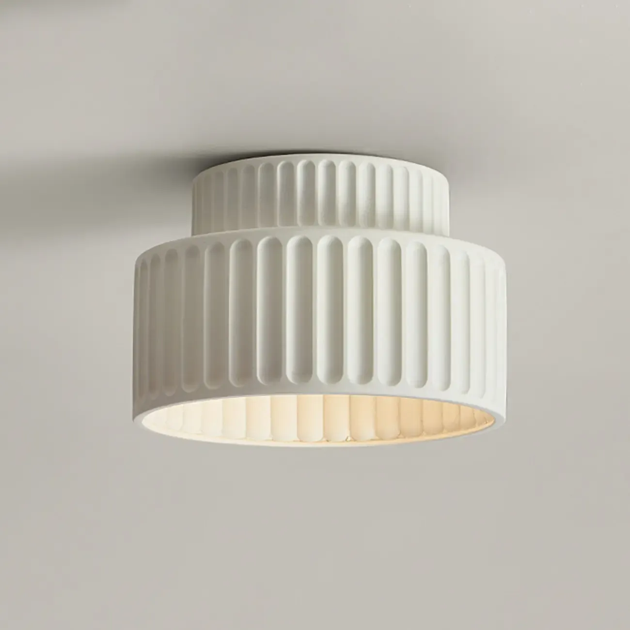 Modern Cylinder Semi Flush Ceiling Light with Plastic Shade