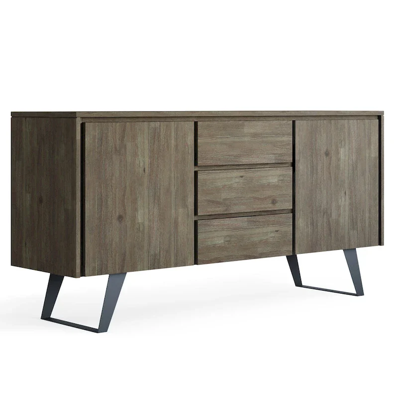 WYNDENHALL Mitchell Metal 60 inch Wide Rectangle Modern Industrial Sideboard Buffet in OAK WOOD - 60 x 17 x 30