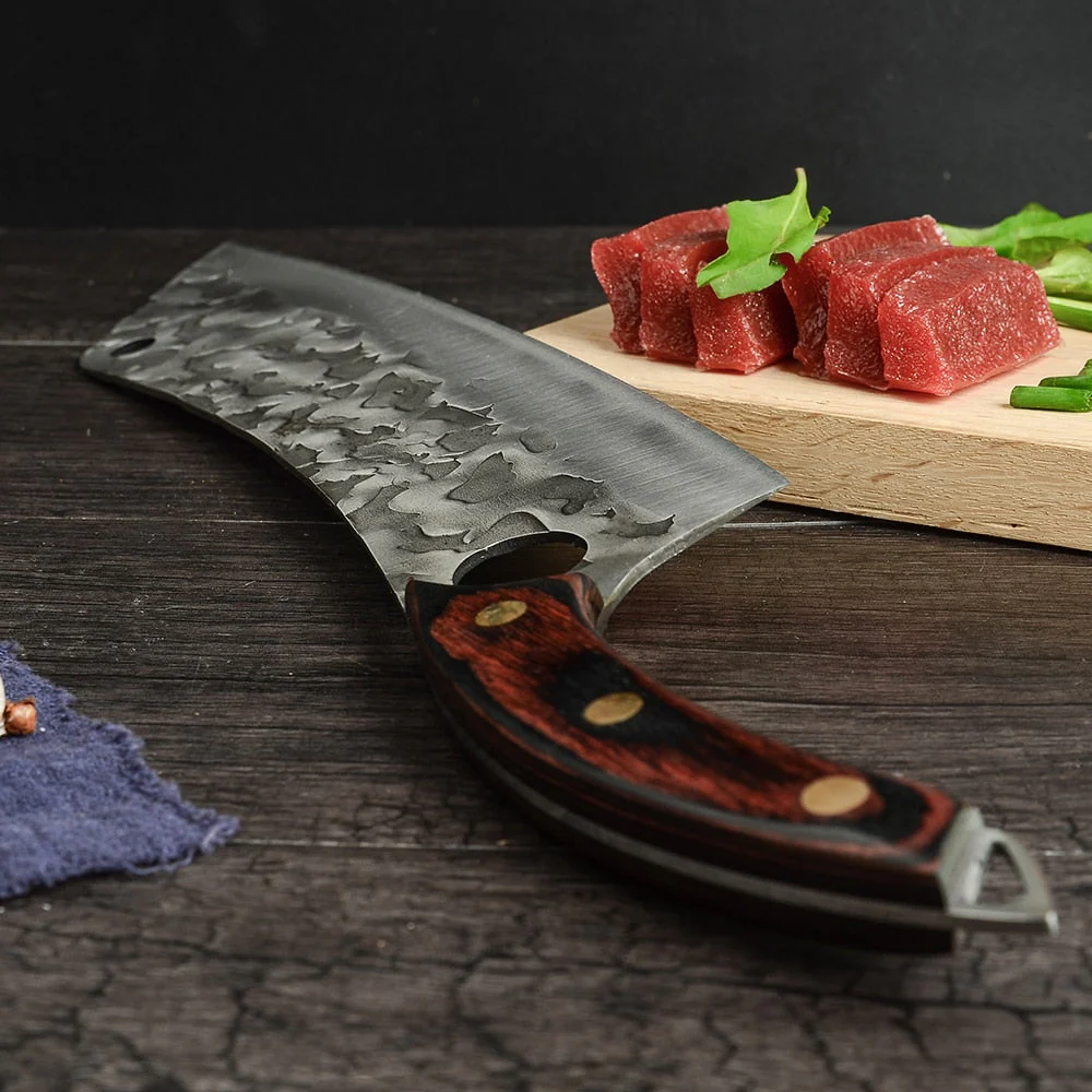 HULIANFU Sowoll Kitchen Knife High Carbon Steel 12.5 Inch Long Chef Knife Forged Vegetable Cooking Cleaver Cutting Slicer Meat Knife Tool - Deanwangkt