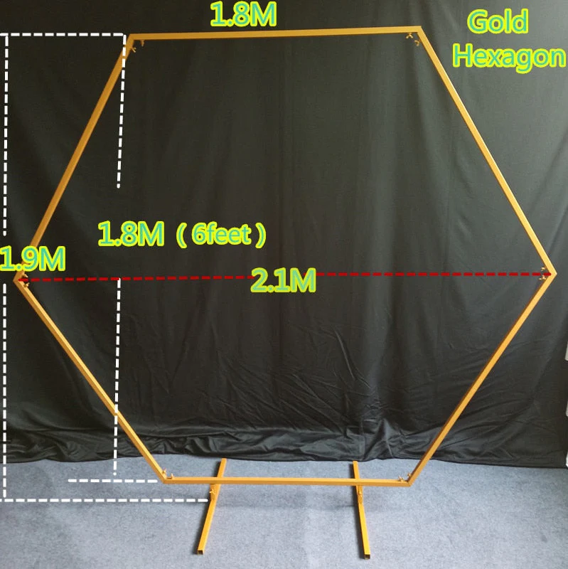 HULIANFU Iron Arch Hexagonal Wrought Background Decor Wedding Stage Frame Birthday Party Baby shower supplies Wedding Props Flower Frame - Deanwangkt