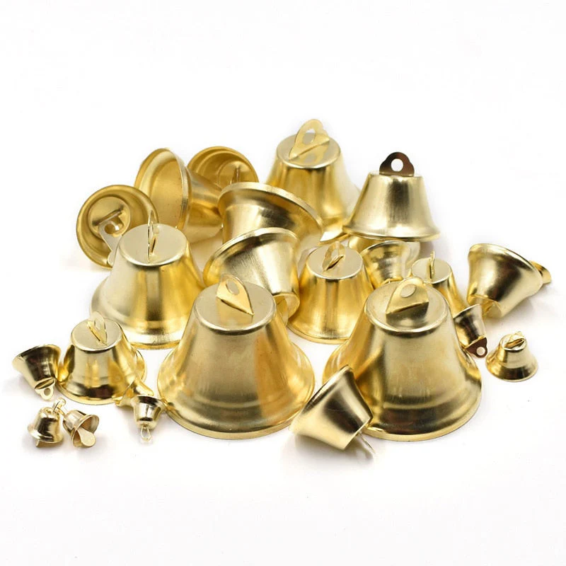 HULIANFU  50Pcs Gold Metal Bells Christmas Jingle Bell Ornaments Xmas Tree Decoration DIY Handmade Crafts Wedding Christmas Decor - Deanwangkt