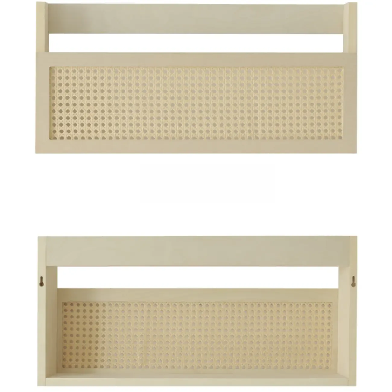 Simple Natural Wooden Open Back Wall-Mounted Bookshelves