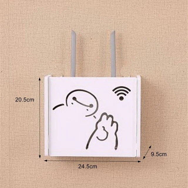 HULIANFU Large Wireless Wifi Router Storage Box PVC Density Panel Shelf Wall Hanging Board Bracket Cable  Organizer Home Decor - Deanwangkt