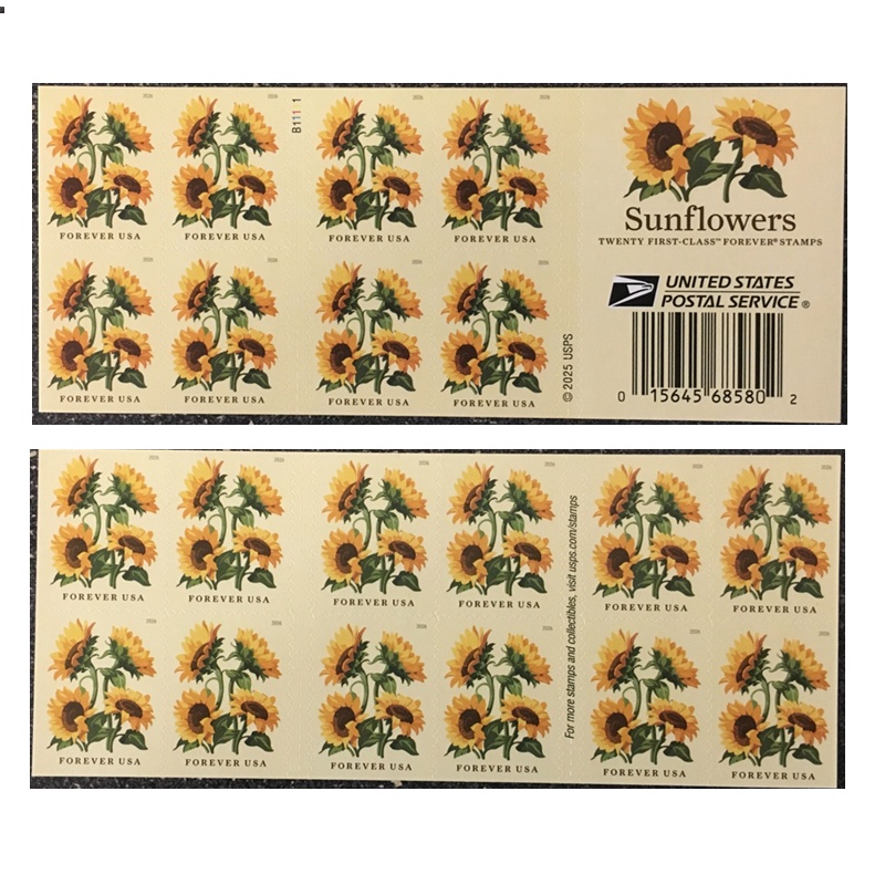 Sunflowers 2026, (Book of 20) - TWENTYSTAMPS