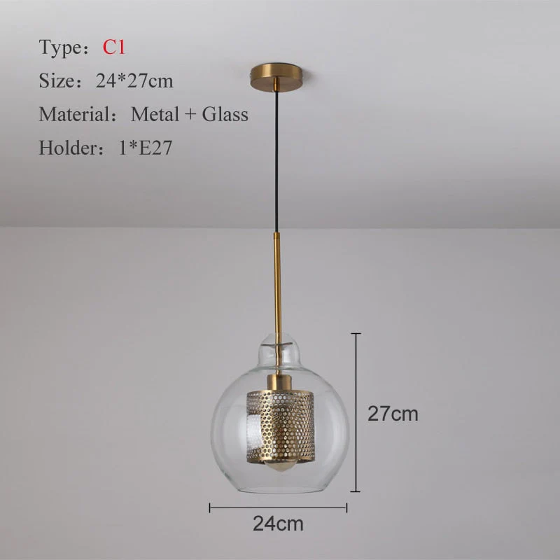 HULIANFU Sliver Bronze Loft Modern Pendant Light Glass Ball Hanging Lamp Kitchen Light Fixture Dining Hanglamp  Living Room Luminaire - Deanwangkt