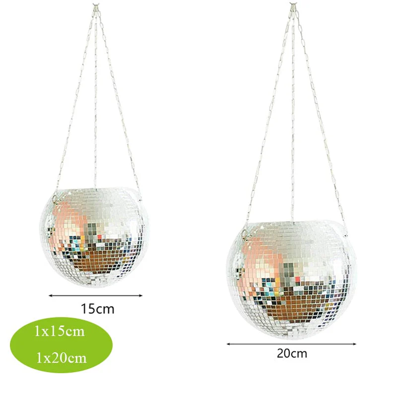 HULIANFU Retro Disco Ball Planter Basket Round Mirror Hanging Pot flower pot Wall Planter Pot Hangin Vase Desktop Decoration Balcony Vase - Deanwangkt