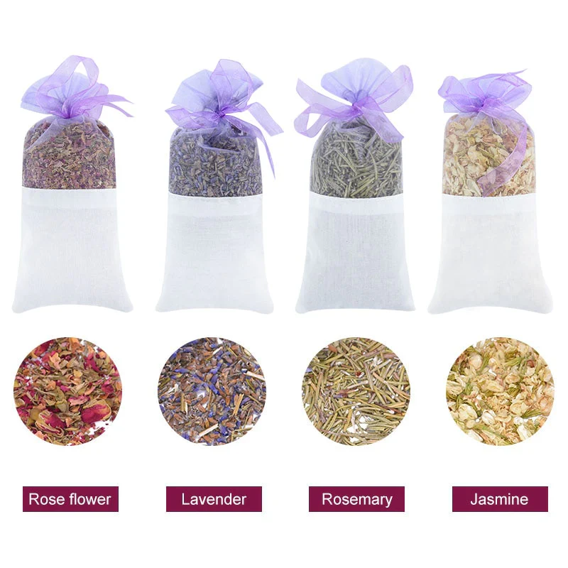 HULIANFU Natural Dried Flowers Sachet Bag Rose Jasmine Rosemary Lavender Bud Dry Flower Household Wardrobe Aromatherapy Car Air Freshener - Deanwangkt