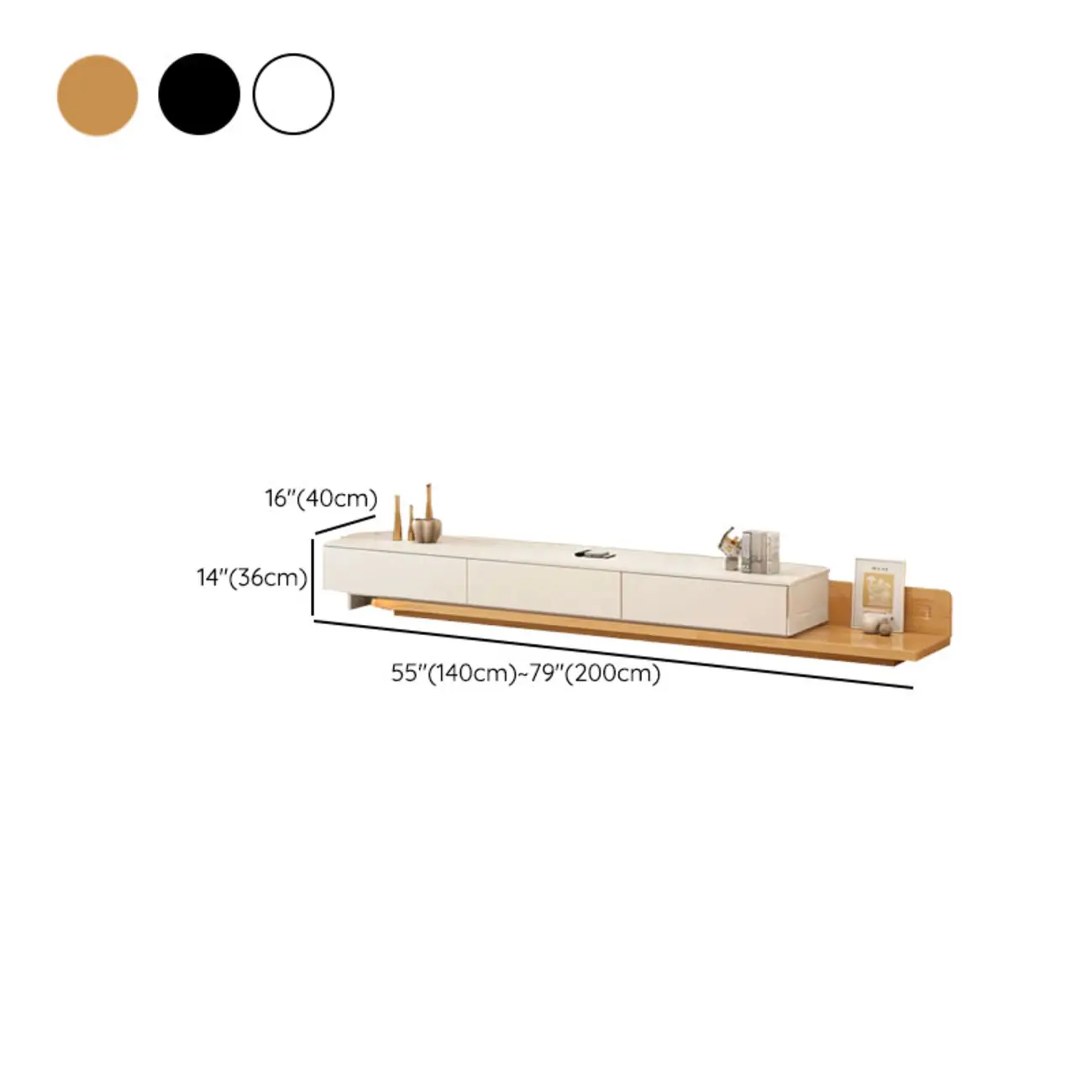 Modern Wooden TV Stand with Shelves and Drawers