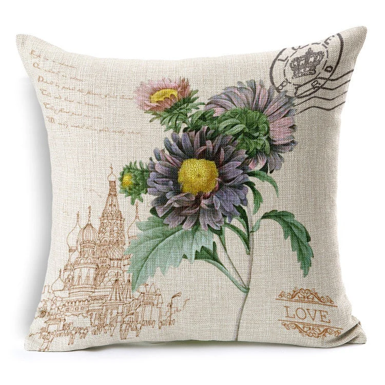 HULIANFU Retro Colorful Flowers Pillows Floral Cushion Pillowcase for Home Decorative Decoration Sofa Cushions Customized - Deanwangkt