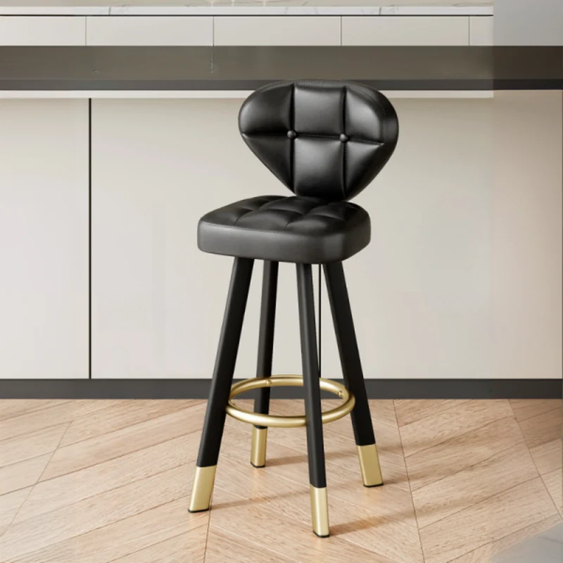 Modern Tufted Counter Height Bar Stools with Metal Footrest