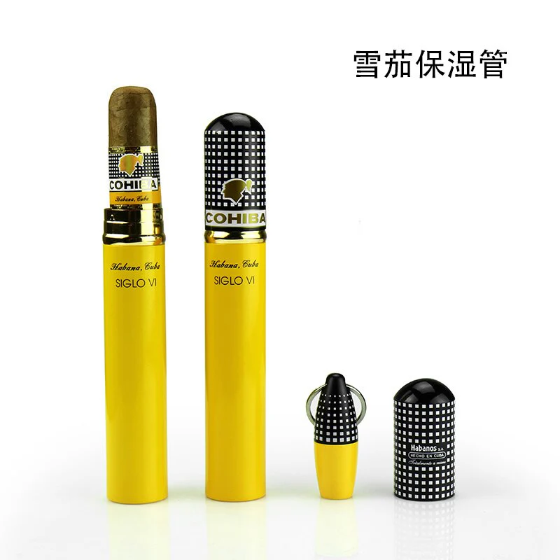 HULIANFU Portable Travel Moisturizing Cigars  Tube Humidor Aluminum Waterproof Cigar Tube Humidor Holder Cedar Wood Lined - Deanwangkt