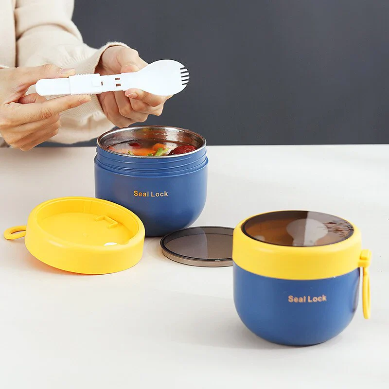 HULIANFU Mini Thermal Lunch Box Food Container with Spoon Stainless Steel Vaccum Cup Soup Cup Insulated Lunch Box taza desayuno portatil - Deanwangkt