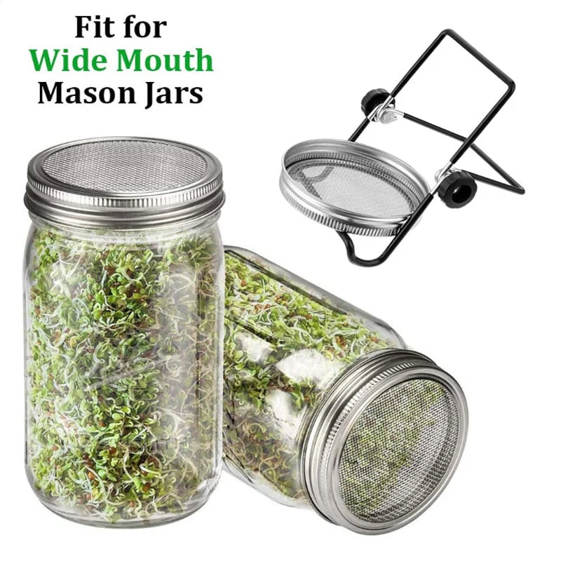 HULIANFU Stainless Steel Sprouting Jar Lids Home Garden Seed Sprouting Germinator Seed Sprouter Germination Grow Cover Strainer Lids - Deanwangkt