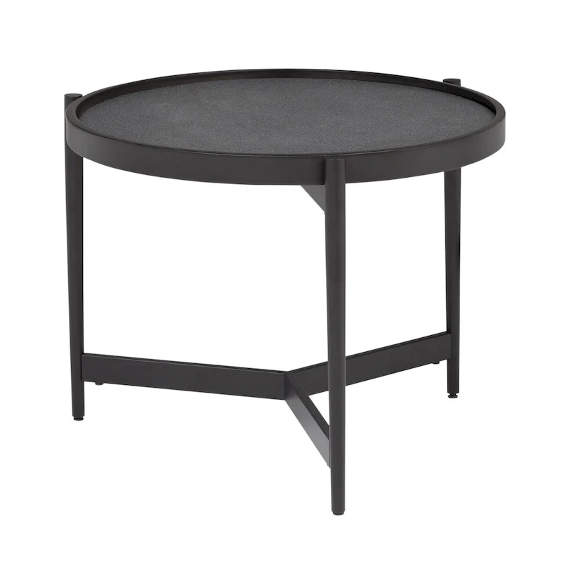 Studio Designs Home Black Metal and Mirror Estrade Modern End Table 22 Round Reversible Top