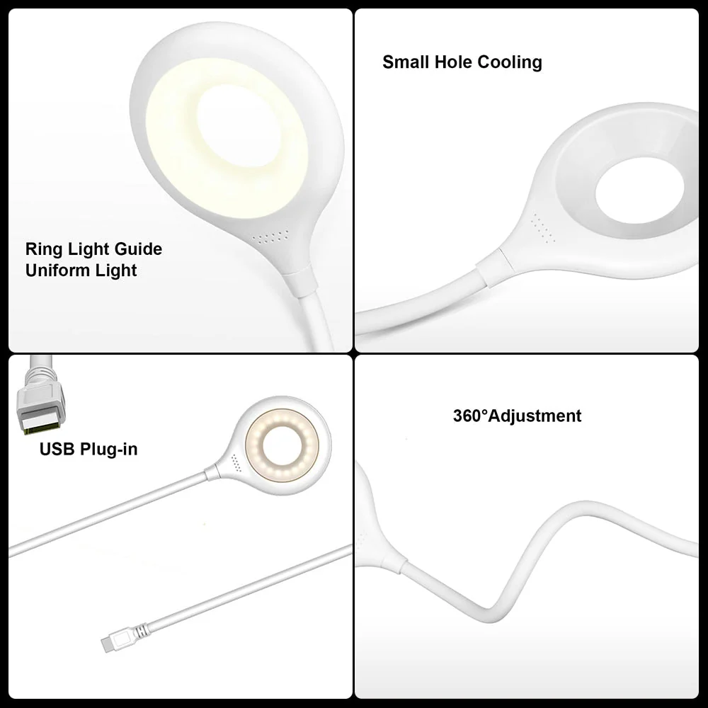 HULIANFU LED Desk Lamp Portable Night Light Lamp Freely Foldable Table Lamp USB LED Luminaria De Mesa Super Bright Ring Lights Non Strobe - Deanwangkt