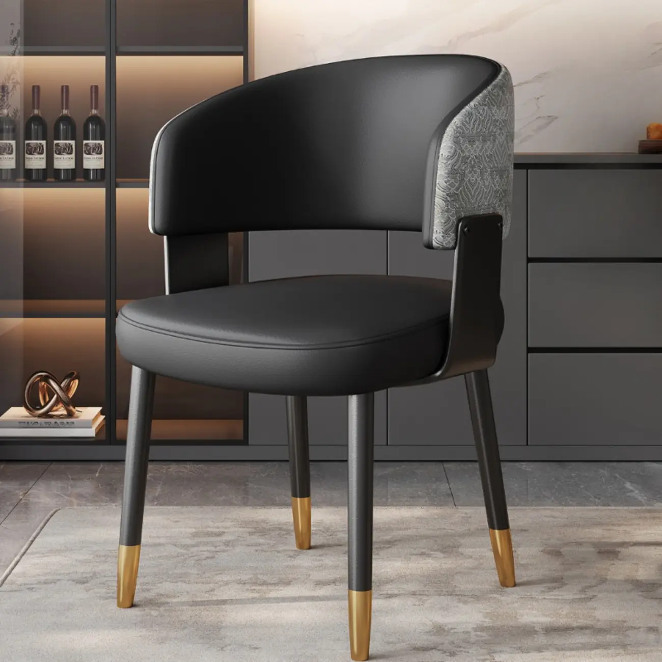 Modern Glam Leather Upholstered Dining Chair