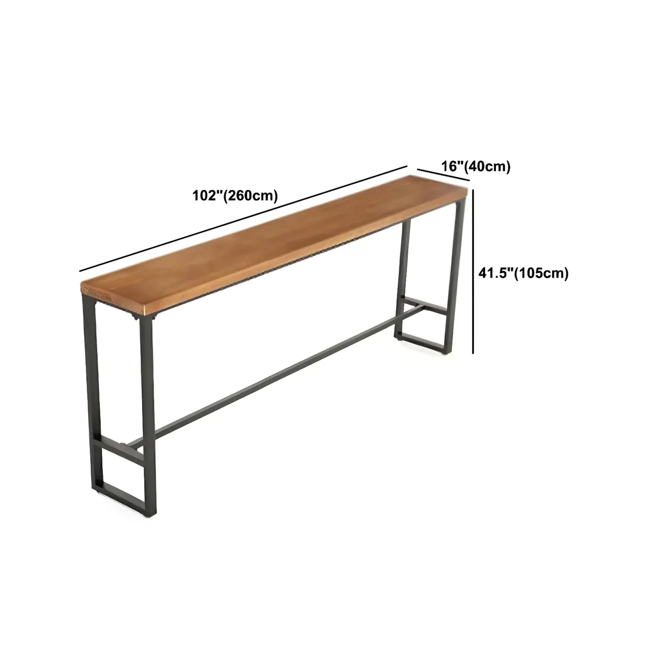 Rectangular Brown Wooden Bar Height Bar Set