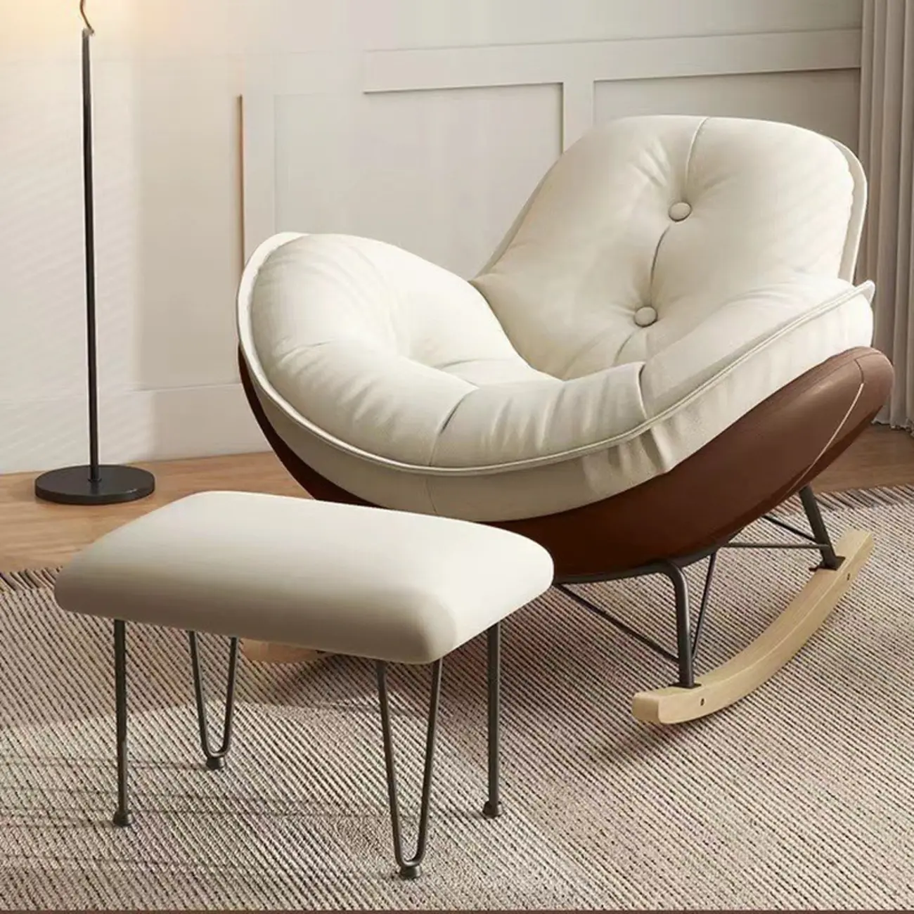 Upholstered Flared Arm Rocking Chair with Optional Ottoman