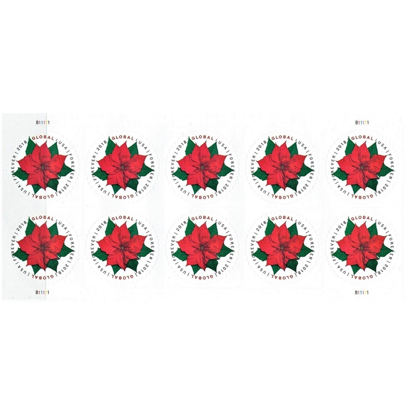 Poinsettia 2018, (Global), (Sheet of 10) - TWENTYSTAMPS