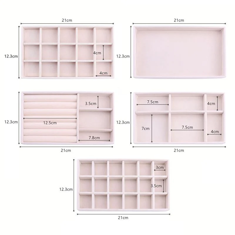 HULIANFU Velvet Jewelry Display Tray Case Hot Sales Stackable Exquisite Jewellery Holder Portable Ring Earrings Necklace Organizer Box - Deanwangkt