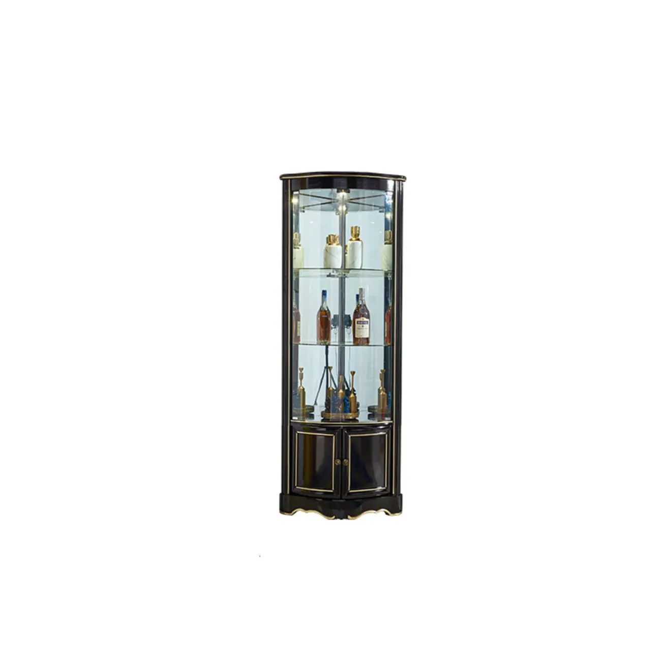 Tall Antique Black Corner Cabinet for Living Room Decor