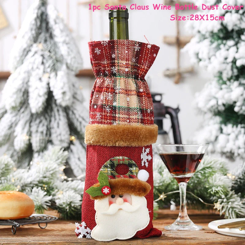 HULIANFU   Xmas Wine Bottle Dust Cover Noel Navidad Christmas Decoration for Home Dinner Decor Christmas Gift Tree Ornament New Year 2026 - Deanwangkt