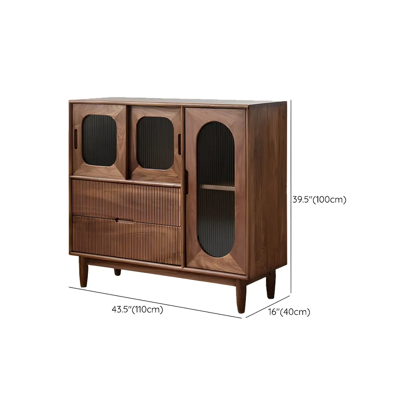 Walnut Wood Bottom Drawer Adjustable China Cabinet