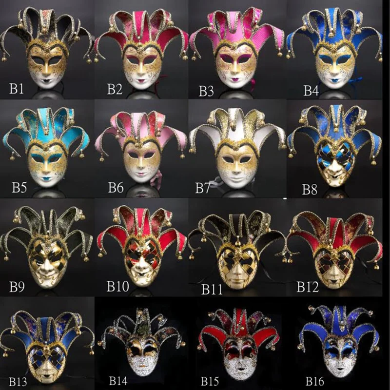 HULIANFU Newly High-end Venetian Masquerade Mask Mask Europe and The United States Halloween Clown Mask Show Supplies - Deanwangkt