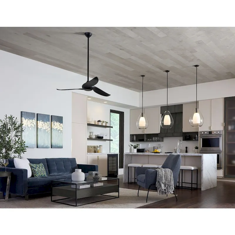 Conte Collection 52-in Three-Blade Matte Black Contemporary Ceiling Fan with Matte Black Blades - 52 in x 52 in x 14.0625 in