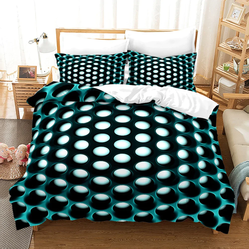 HULIANFU New Fashion 3D Dense Hole Pattern 2/3Pcs Duvet Cover Set 3D Duvet Cover With Pillow Case 3D Bedding Sets - Deanwangkt