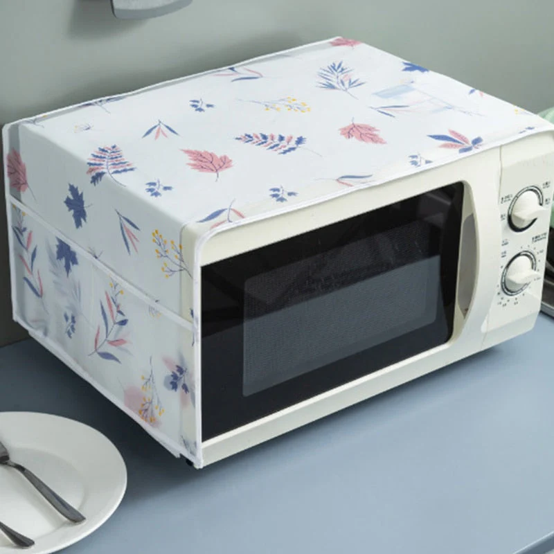 HULIANFU Peva Dustproof Microwave Oven Covers Printed Dust Oil Proofing Covers With Double Pockets Storage Bag Kitchen Accessories - Deanwangkt