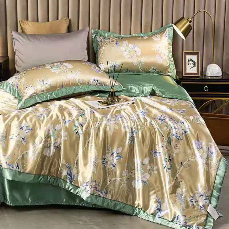HULIANFU Summer Blanket Ice Silk Quilt Cool Feeling Nap Knee Air Conditioning Quilt Adult Children Washable Bedding - Deanwangkt