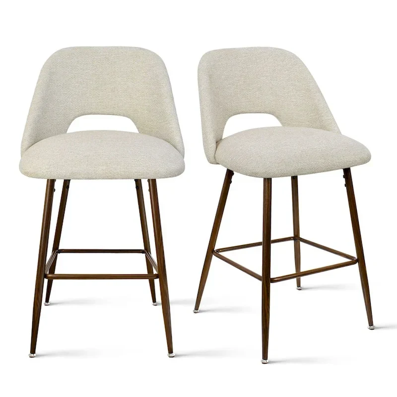 Upholstered Modern Bar Stool Walnut Leg (Set of 2)