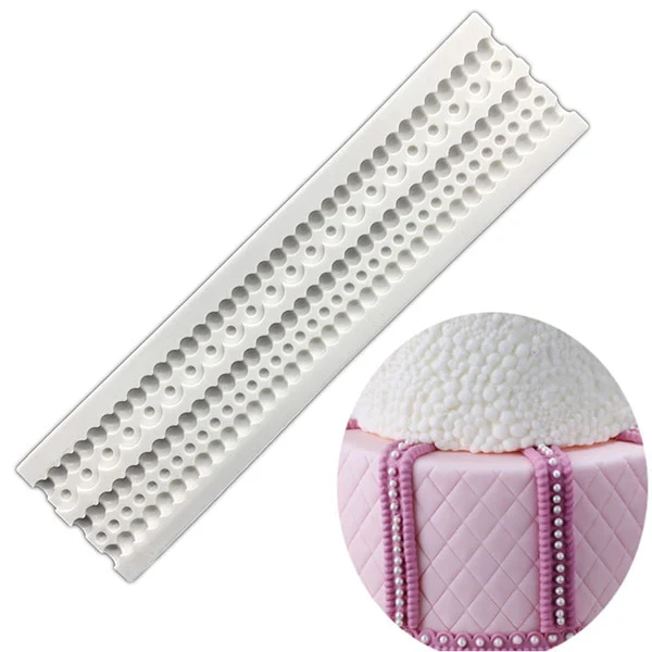 HULIANFU Pearl Rope Wave Flower Gemstone Shape Cake Side Lace Silicone Sugarcraft Mold Fondant Cake Decorating Tools - Deanwangkt
