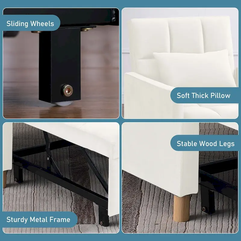 Aukfa Sleeper Chair Bed Convertible Single Sofa Chair with Pillow