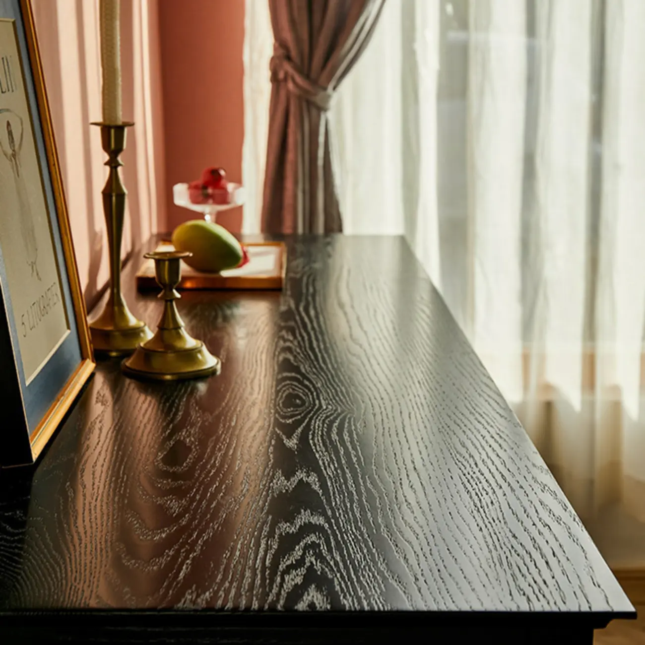 Scandinavian Oak Wooden Oval Fluted Glass Utility Cabinet