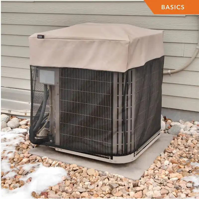 Modern Leisure Basics Square Air Conditioner Cover, 32  Square X 32 H, Black & Beige - 32 L x 32  W x 32  H