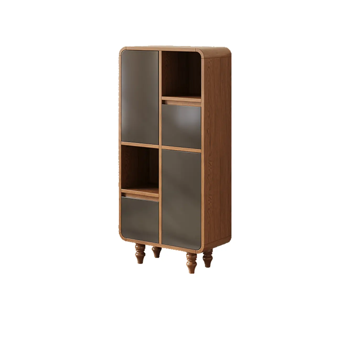 Mid-Century Modern Wooden Vertical Display Bookcase
