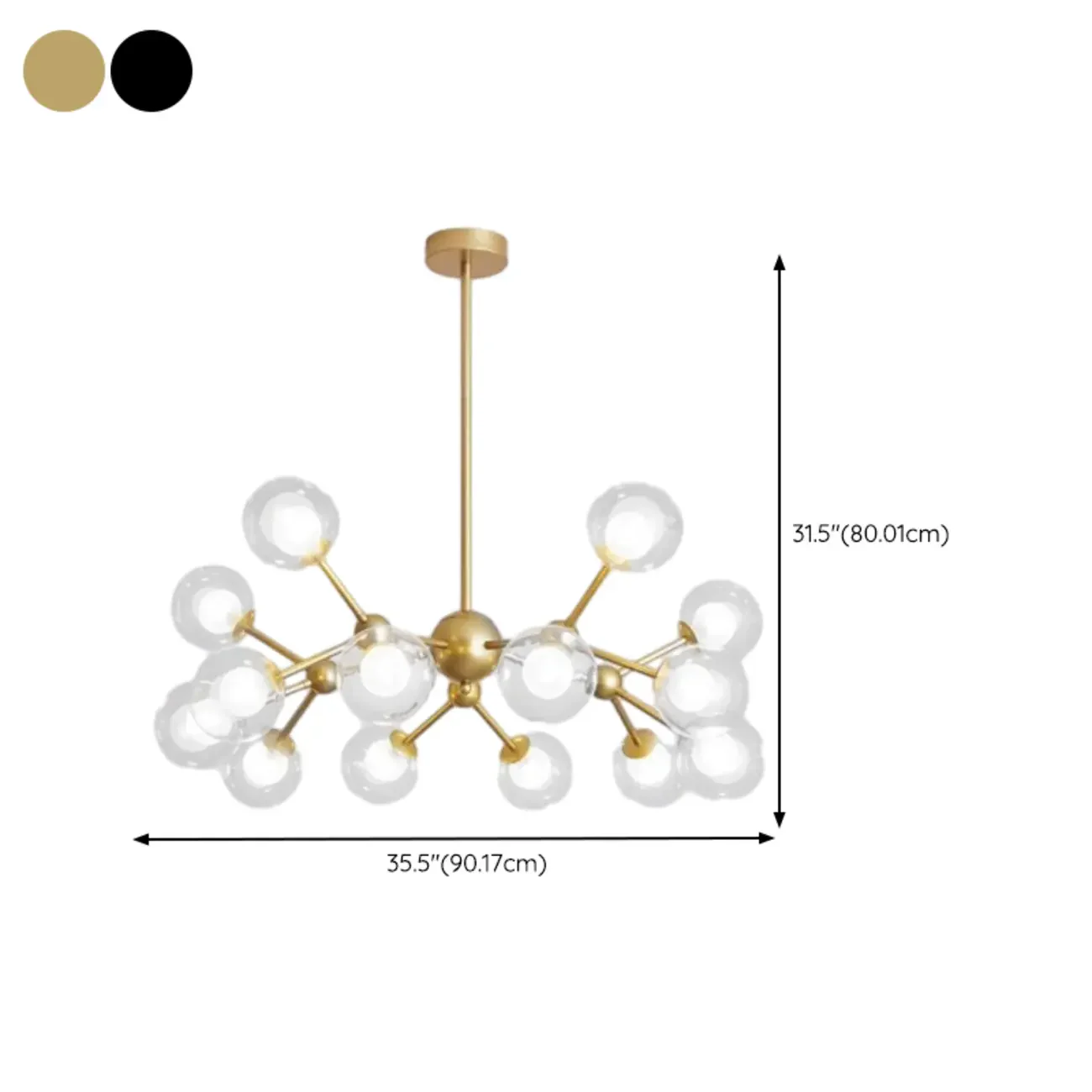 Modern Glass Globes LED Chandelier with Sputnik Design