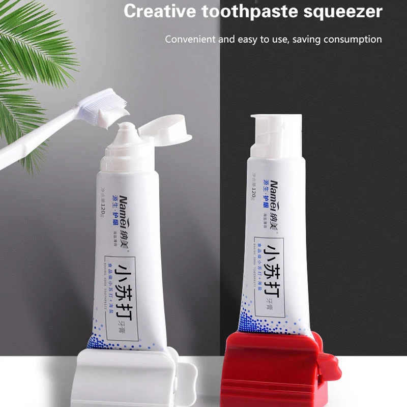 HULIANFU Rolling Toothpaste Device Tube Dispenser Holder Multifunctional Plastic Facial Cleanser Squeezer Press for Bathroom Accessories - Deanwangkt