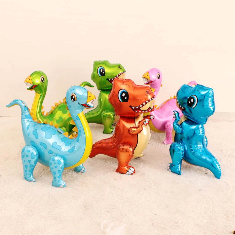 HULIANFU Large 4D Walking Dinosaur Foil Balloons Jungle Animal Boys Birthday Party Decors Jurassic  Standind Dragon Kids Toys Air Globos - Deanwangkt