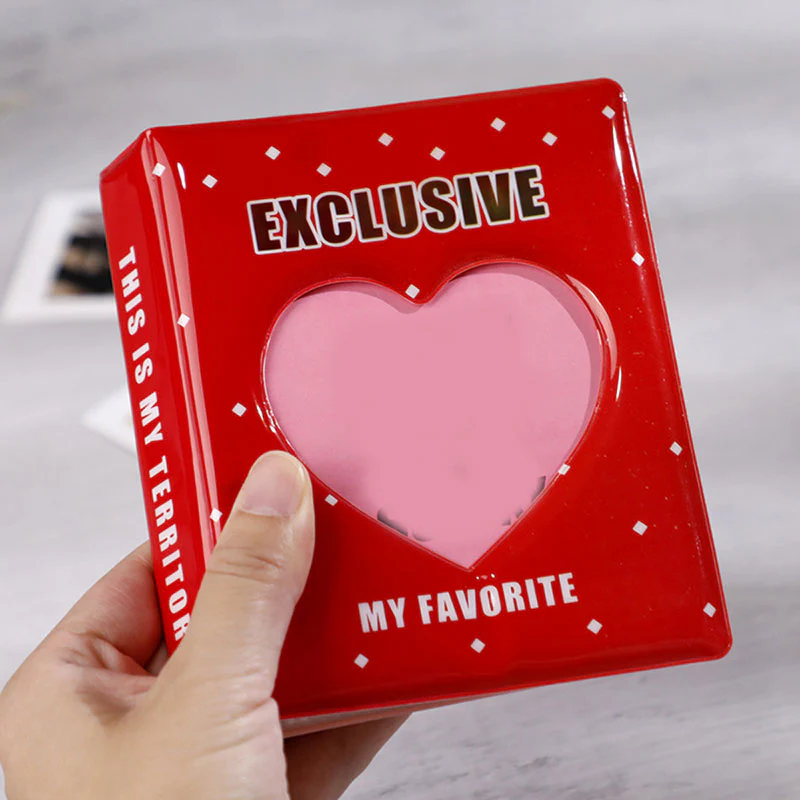 HULIANFU Kpop Card Binder 3inch Photo Album Hollow Love Heart Model Photocard Holder Plaid Album Instax Mini Album For Cards Collect Book - Deanwangkt