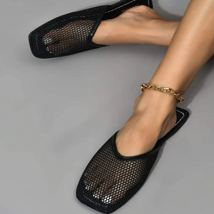 Square Toe Flat Slippers Summer Comfy Breathable Slides Outside Fashion Baotou Half Drag Shoes for Women Sapatilha Feminina - Deanwangkt