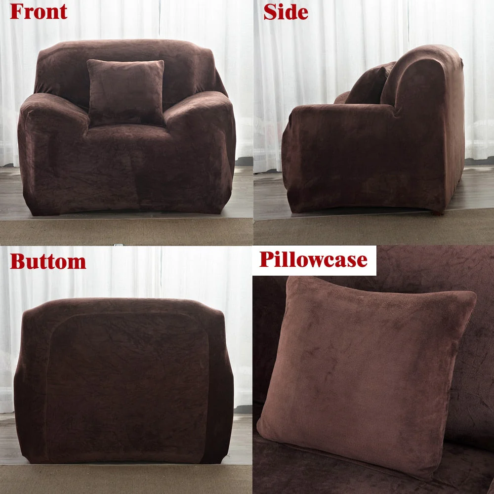 HULIANFU Plush Thick Sofa Cover for Living Room Adjustable Elastic Corner Couch Covers Sectional Slipcover Decor Sofa Chaise Cover Lounge - Deanwangkt