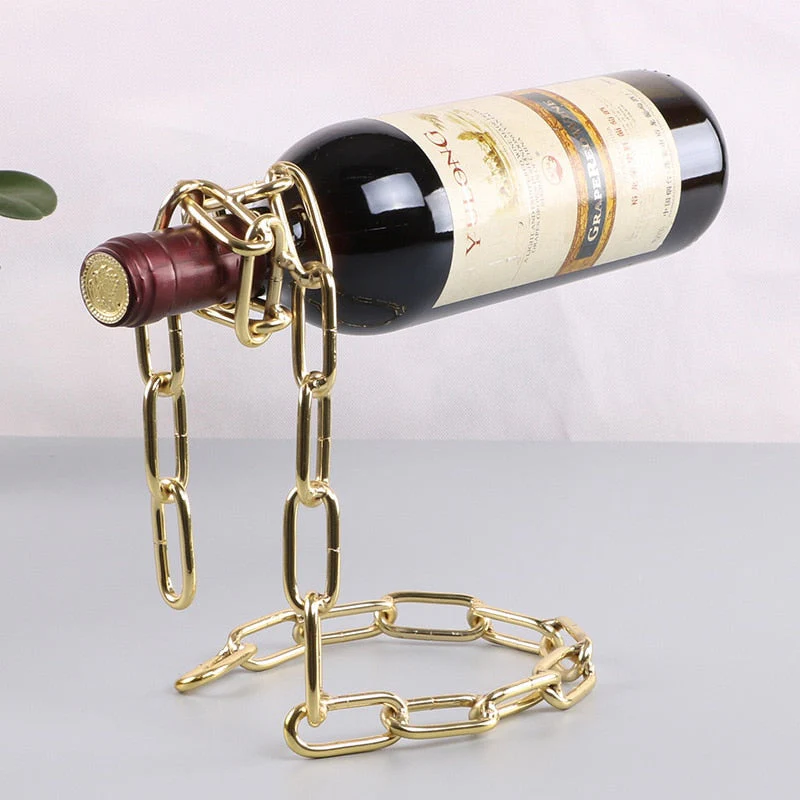 HULIANFU   YES Magic Metal Hanging Suspension Chain Wine Racks European Retro Creative Handmade Restaurant Bar Stand Bracket Display Stand - Deanwangkt