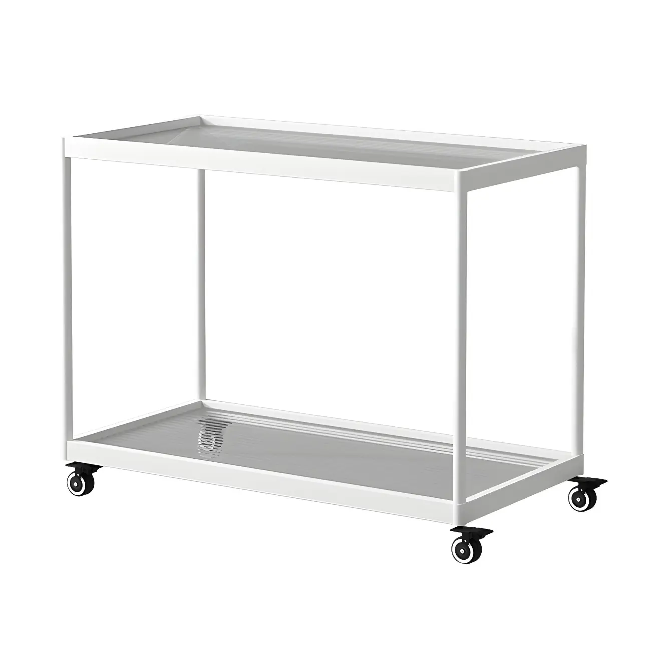 Gold Glass Rectangular Top Shelf Side Table on Wheels