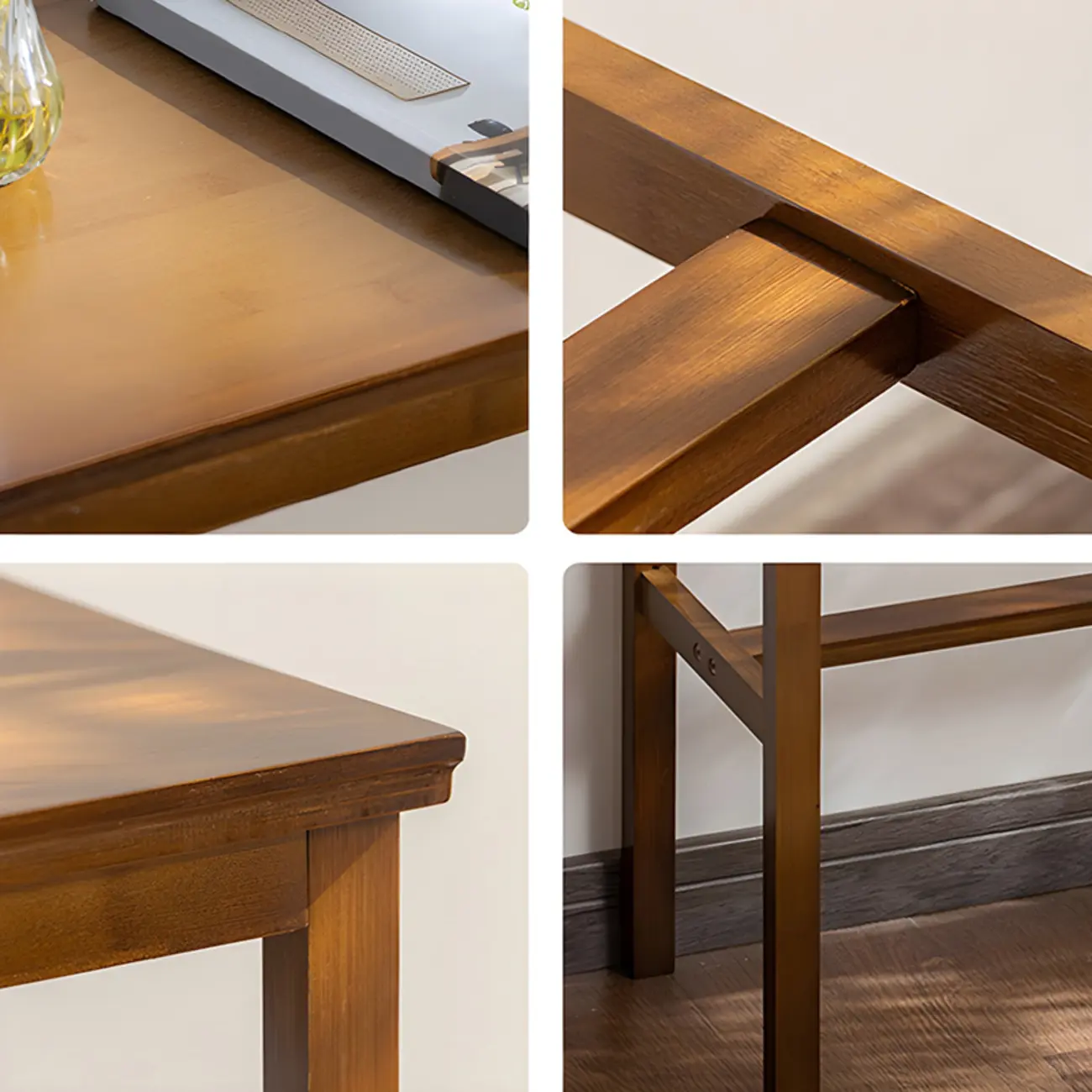 Modern Natural Finish Wooden Fixed Top Footrest Bar Tables